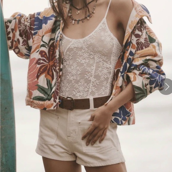 Free People We The Free Soleil Beach Jacket L Women's Floral Oversized 44870 - Picture 5 of 6